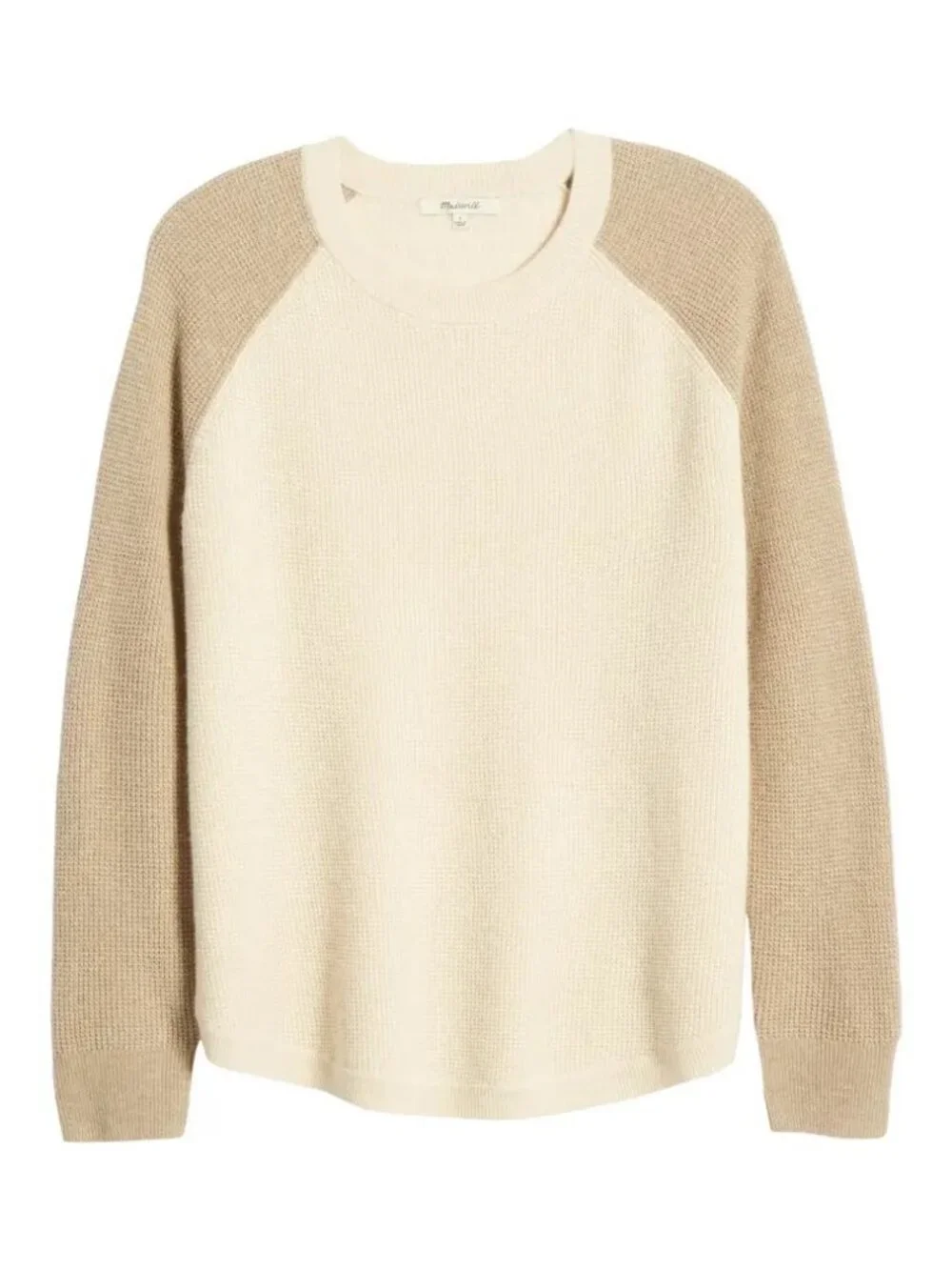 Madewell NWT Jane Waffle Stitch Sweater in Heather Cement size XL